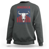 Funny 4th Of July Western Sweatshirt America EST 1776 Long Horn Skull - Wonder Print Shop