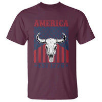 Funny 4th Of July Western T Shirt America EST 1776 Long Horn Skull - Wonder Print Shop