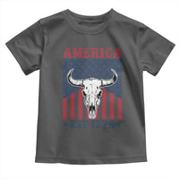 Funny 4th Of July Western Toddler T Shirt America EST 1776 Long Horn Skull - Wonder Print Shop