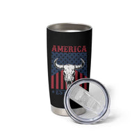 Funny 4th Of July Western Tumbler Cup America EST 1776 Long Horn Skull - Wonder Print Shop