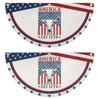 Funny 4th Of July Western Patriotic Fan Flag America EST 1776 Long Horn Skull