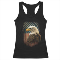 Funny American Flag Bald Eagle Patriotic 4th of July Racerback Tank Top - Wonder Print Shop