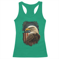 Funny American Flag Bald Eagle Patriotic 4th of July Racerback Tank Top - Wonder Print Shop