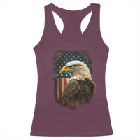 Funny American Flag Bald Eagle Patriotic 4th of July Racerback Tank Top - Wonder Print Shop