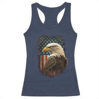 Funny American Flag Bald Eagle Patriotic 4th of July Racerback Tank Top - Wonder Print Shop