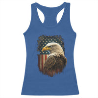 Funny American Flag Bald Eagle Patriotic 4th of July Racerback Tank Top - Wonder Print Shop