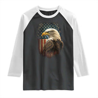 Funny American Flag Bald Eagle Patriotic 4th of July Raglan Shirt - Wonder Print Shop