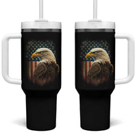 Funny American Flag Bald Eagle Patriotic 4th of July Tumbler With Handle - Wonder Print Shop