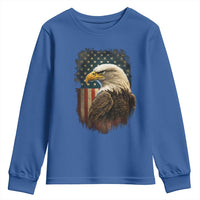 Funny American Flag Bald Eagle Patriotic 4th of July Youth Sweatshirt - Wonder Print Shop