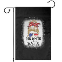 Funny 4th Of July Red White And Blonde Garden Flag Messy Bun Girl American Flag Sunglasses - Wonder Print Shop