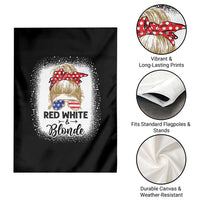 Funny 4th Of July Red White And Blonde Garden Flag Messy Bun Girl American Flag Sunglasses - Wonder Print Shop