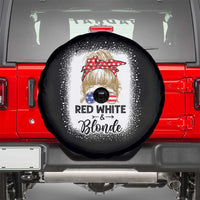 Funny  4th Of July Red White And Blonde Spare Tire Cover Messy Bun Girl American Flag Sunglasses - Wonder Print Shop