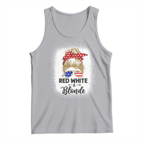 Funny 4th Of July Red White And Blonde Tank Top Messy Bun Girl American Flag Sunglasses - Wonder Print Shop