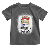 Funny 4th Of July Red White And Blonde Toddler T Shirt Messy Bun Girl American Flag Sunglasses - Wonder Print Shop
