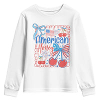 Funny 4th Of July American Honey Youth Sweatshirt USA Independence Day Coquette - Wonder Print Shop