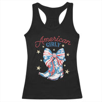Funny 4th Of July Country Cowgirl Racerback Tank Top American Girly Western Cowboy Boots - Wonder Print Shop
