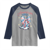 Funny 4th Of July Country Cowgirl Raglan Shirt American Girly Western Cowboy Boots - Wonder Print Shop
