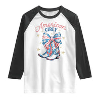 Funny 4th Of July Country Cowgirl Raglan Shirt American Girly Western Cowboy Boots - Wonder Print Shop