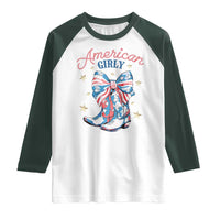 Funny 4th Of July Country Cowgirl Raglan Shirt American Girly Western Cowboy Boots - Wonder Print Shop