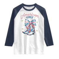 Funny 4th Of July Country Cowgirl Raglan Shirt American Girly Western Cowboy Boots - Wonder Print Shop