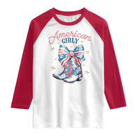 Funny 4th Of July Country Cowgirl Raglan Shirt American Girly Western Cowboy Boots - Wonder Print Shop