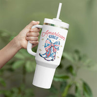 Funny 4th Of July Country Cowgirl Tumbler With Handle American Girly Western Cowboy Boots - Wonder Print Shop