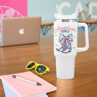 Funny 4th Of July Country Cowgirl Tumbler With Handle American Girly Western Cowboy Boots - Wonder Print Shop