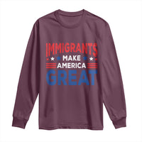 Funny Immigrants Make America Great Long Sleeve Shirt Stars Stripes - Wonder Print Shop