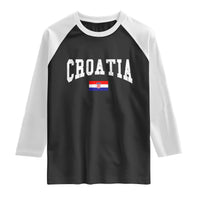 Croatia Hrvatska Flag Zagreb Croatian Jersey Retro Raglan Shirt