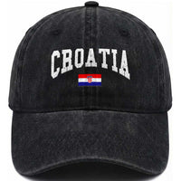 Croatia Hrvatska Flag Zagreb Croatian Jersey Retro Washed Cotton Baseball Cap