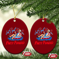 George Washington 4th of July Pool Party Ceramic Ornament Let's Get This Party Founded