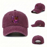 Princess Cat Howling To The Moon Vintage 90s Nature Washed Cotton Baseball Cap