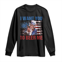 Funny Uncle Sam Long Sleeve Shirt I Want You To Beer Me American Flag - Wonder Print Shop