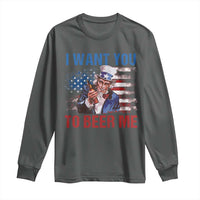 Funny Uncle Sam Long Sleeve Shirt I Want You To Beer Me American Flag - Wonder Print Shop