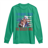 Funny Uncle Sam Long Sleeve Shirt I Want You To Beer Me American Flag - Wonder Print Shop