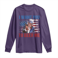 Funny Uncle Sam Long Sleeve Shirt I Want You To Beer Me American Flag - Wonder Print Shop