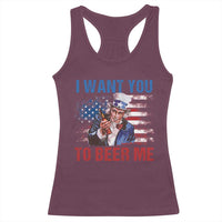 Funny Uncle Sam Racerback Tank Top I Want You To Beer Me American Flag - Wonder Print Shop