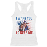 Funny Uncle Sam Racerback Tank Top I Want You To Beer Me American Flag - Wonder Print Shop