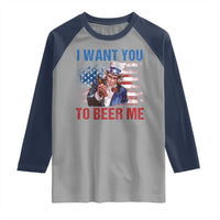 Funny Uncle Sam Raglan Shirt I Want You To Beer Me American Flag - Wonder Print Shop