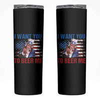 Funny Uncle Sam Skinny Tumbler I Want You To Beer Me American Flag - Wonder Print Shop