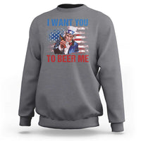 Funny Uncle Sam Sweatshirt I Want You To Beer Me American Flag - Wonder Print Shop
