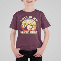 Funny Bowling T Shirt For Kid This Is My Spare Shirt Retro Ball Pins Strike Spilt - Wonder Print Shop