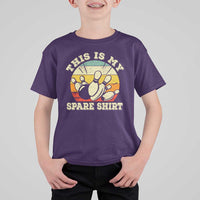 Funny Bowling T Shirt For Kid This Is My Spare Shirt Retro Ball Pins Strike Spilt - Wonder Print Shop