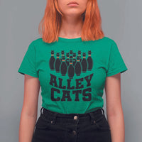 Funny Bowling T Shirt For Women Alley Cats Bowler Player Pins Strike - Wonder Print Shop