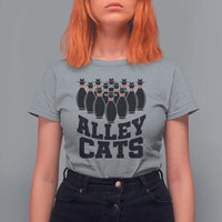 Funny Bowling T Shirt For Women Alley Cats Bowler Player Pins Strike - Wonder Print Shop