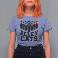 Funny Bowling T Shirt For Women Alley Cats Bowler Player Pins Strike - Wonder Print Shop