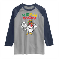 Jamaica Chicken Raglan Shirt Yeah Mon Jamaican Rastacap - Wonder Print Shop