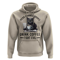 Funny Reading Cat Hoodie Read Banned Books Drink Coffee Fight Evil BookWorm - Wonder Print Shop
