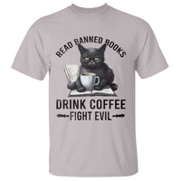 Funny Reading Cat T Shirt Read Banned Books Drink Coffee Fight Evil BookWorm - Wonder Print Shop