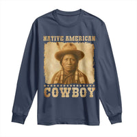 Native American Cowboy Long Sleeve Shirt Vintage Western Country Portrait - Wonder Print Shop